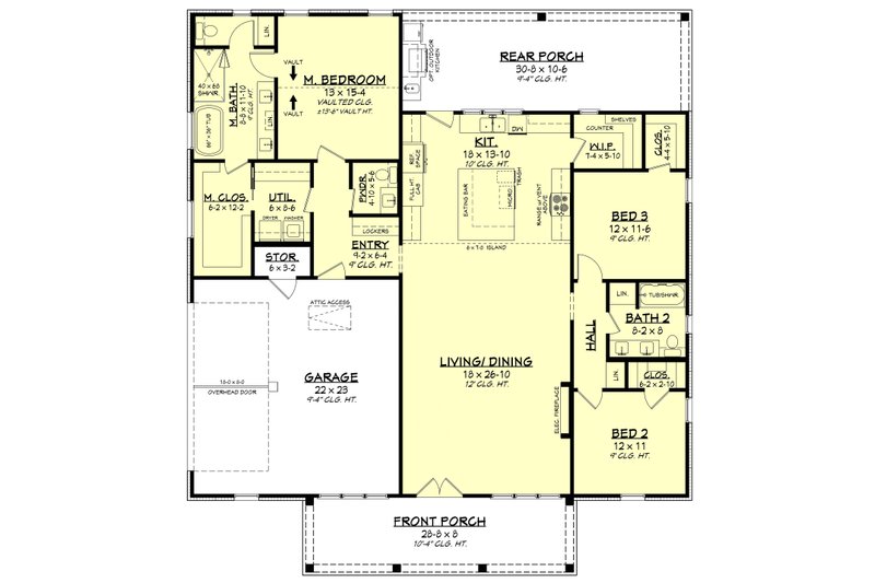 Dream House Plan - Floor Plan - Main Floor for Farmhouse House Plan #430-448 - 3 bed, 2.5 bath