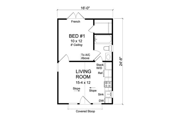 Floor Plan - Main Floor for Cottage House Plan #513-2182 - 1 bed, 1 bath
