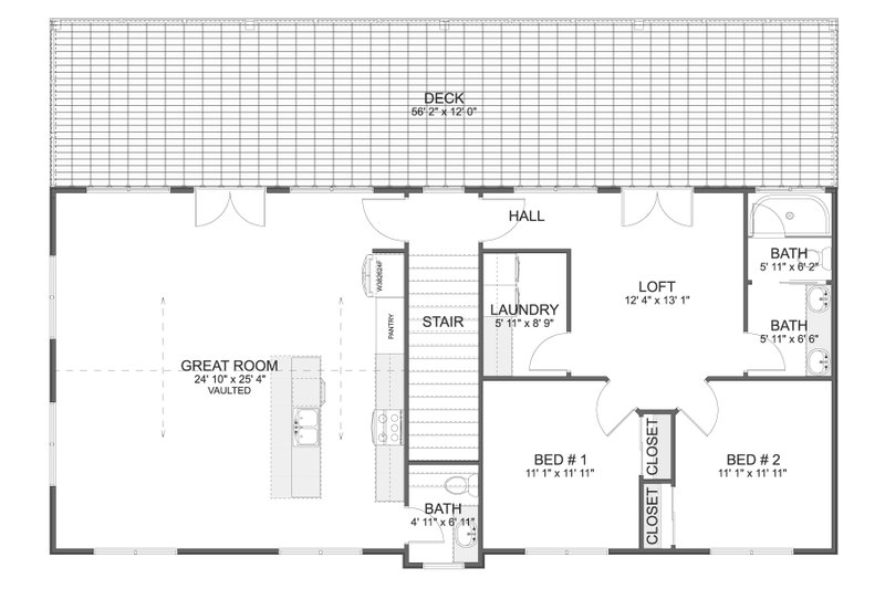 Dream House Plan - Floor Plan - Upper Floor for Barndominium House Plan #1060-408 - 2 bed, 1.5 bath