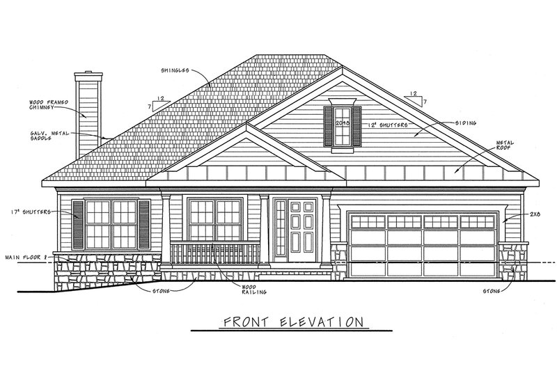 Home Plan - Exterior - Front Elevation 3 for Traditional House Plan #20-166 - 3 bed, 2 bath