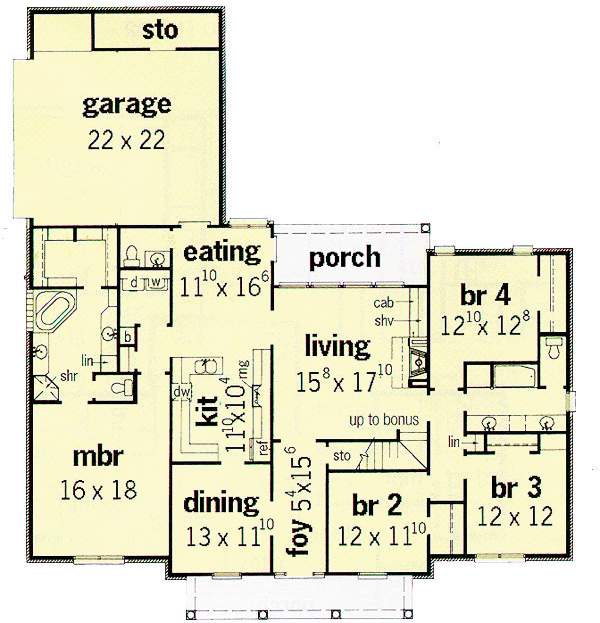 Southern Floor Plan - Main Floor Plan #15-128