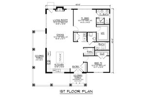 Floor Plan - Main Floor for Ranch House Plan #1064-407 - 2 bed, 2 bath