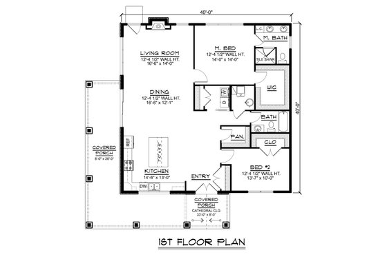 Floor Plan - Main Floor for Ranch House Plan #1064-407 - 2 bed, 2 bath