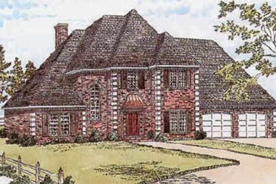 Exterior - Front Elevation for European House Plan #16-201 - 3 bed, 2.5 bath