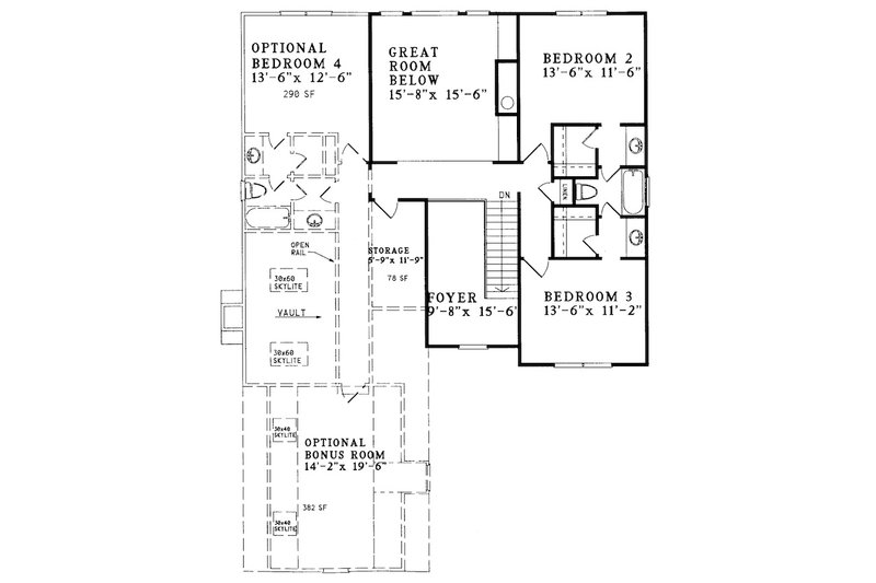 Architectural House Design - Floor Plan - Upper Floor for Traditional House Plan #30-356 - 3 bed, 3.5 bath