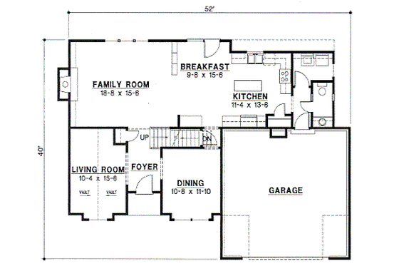 Floor Plan - Main Floor for Traditional House Plan #67-531 - 4 bed, 3.5 bath