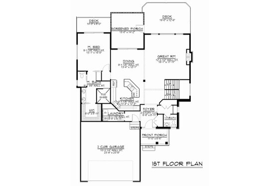 Floor Plan - Main Floor for Craftsman House Plan #1064-14 - 3 bed, 2.5 bath