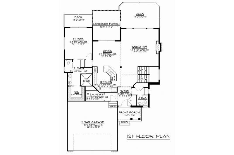 House Blueprint - Floor Plan - Main Floor for Craftsman House Plan #1064-14 - 3 bed, 2.5 bath