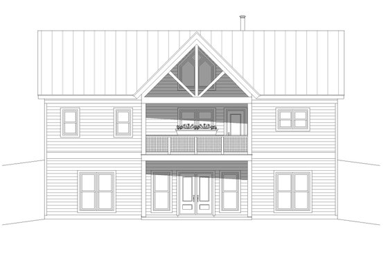Exterior - Rear Elevation 1 for Traditional House Plan #932-499 - 2 bed, 2 bath