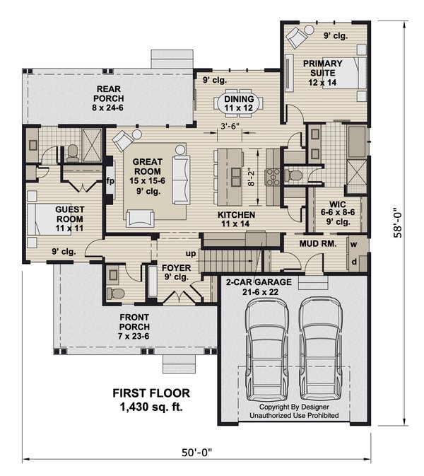 Bungalow Floor Plan - Main Floor Plan #51-1419