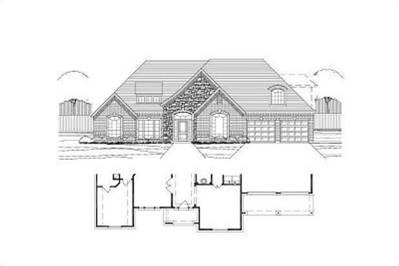 Exterior - Front Elevation for European House Plan #411-283 - 4 bed, 2.5 bath