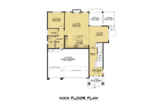 Floor Plan - Main Floor for Craftsman House Plan #1066-114 - 5 bed, 3 bath
