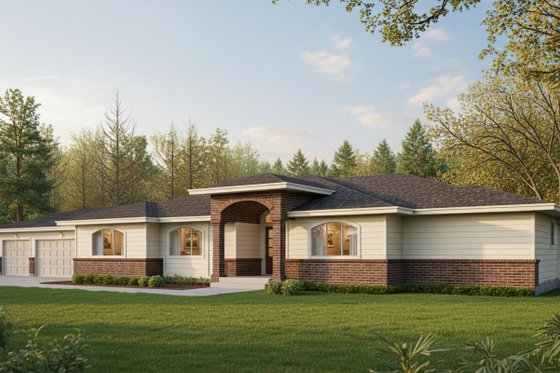 Exterior - Front Elevation for Ranch House Plan #100-455 - 2 bed, 2 bath