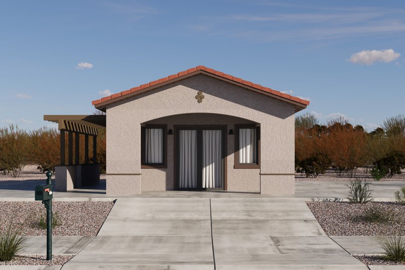 House Blueprint - Exterior - Front Elevation 4 for Mediterranean House Plan #1106-81, 1 bath