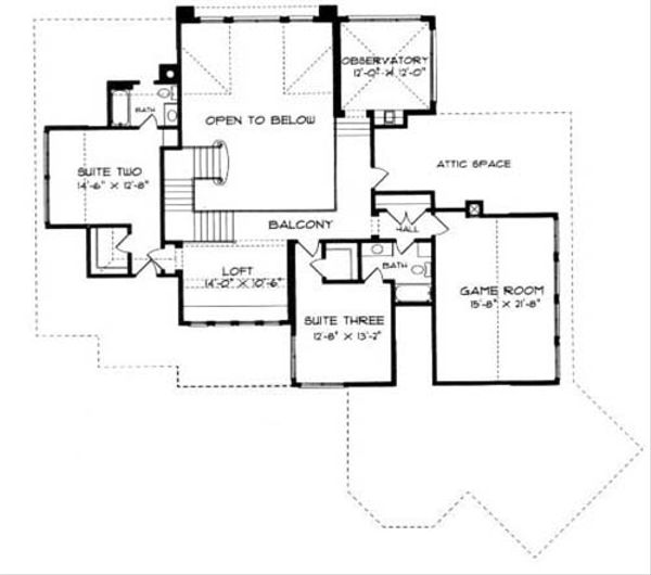 House Blueprint - European Floor Plan - Upper Floor Plan #413-119