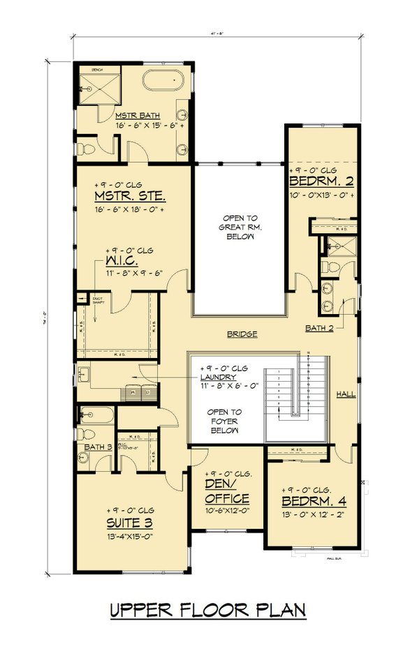 Contemporary Floor Plan - Upper Floor Plan #1066-307