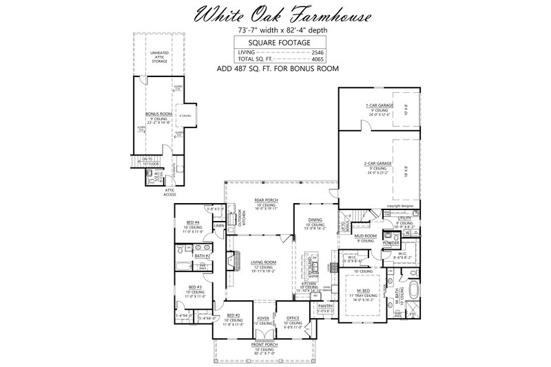 Architectural House Design - Floor Plan - Main Floor for Farmhouse House Plan #1074-97 - 4 bed, 2.5 bath