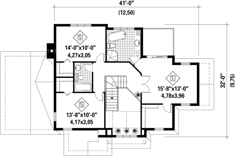 Dream House Plan - Floor Plan - Upper Floor for Traditional House Plan #25-4716 - 3 bed, 2 bath