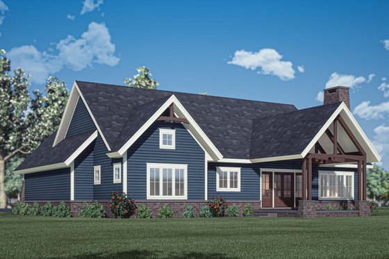 Exterior - Rear Elevation for Craftsman House Plan #1088-10 - 2 bed, 2 bath