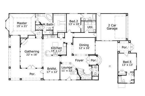 Floor Plan - Main Floor for European House Plan #411-708 - 5 bed, 4.5 bath