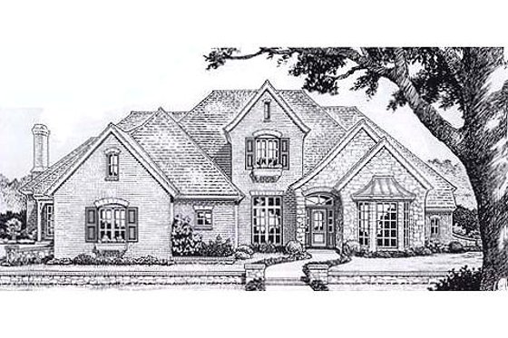 Exterior - Front Elevation for European House Plan #310-901 - 4 bed, 3.5 bath