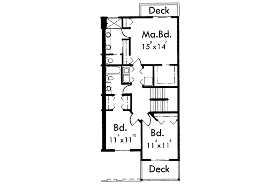 Floor Plan - Upper Floor House Plan #303-383 - 3 bed, 2.5 bath