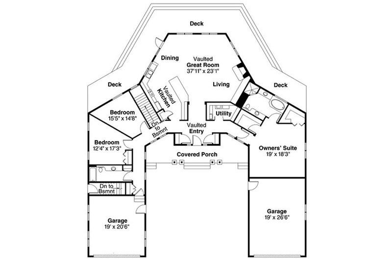 House Plan Design - Floor Plan - Main Floor for Ranch House Plan #124-729 - 3 bed, 2 bath