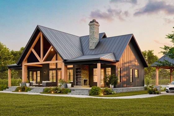 Exterior - Rear Elevation 1 for Farmhouse House Plan #119-456 - 3 bed, 2.5 bath