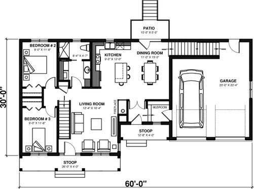 Floor Plan - Main Floor for Country House Plan #23-2463 - 3 bed, 2 bath