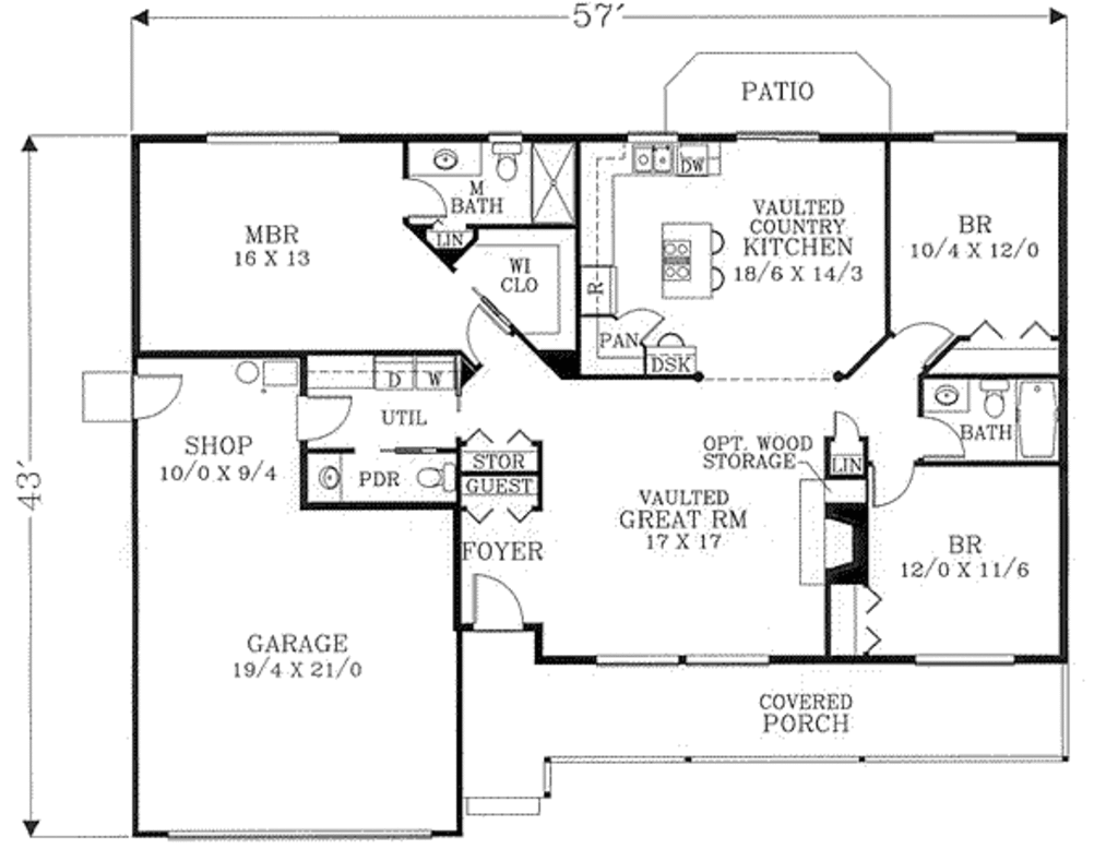 Country Style House Plan 3 Beds 25 Baths 1563 Sqft Plan 53 384