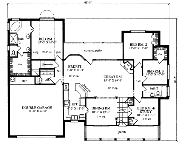 Southern Floor Plan - Main Floor Plan #42-308
