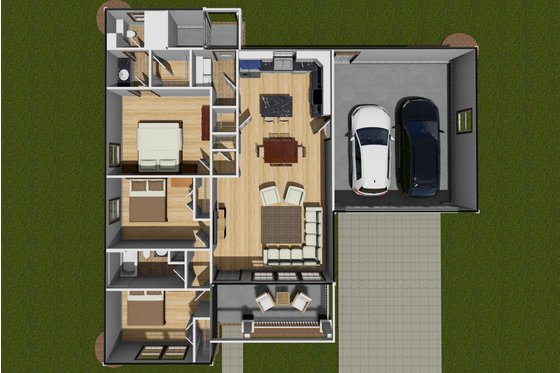 Floor Plan - Main Floor for Cottage House Plan #513-2044 - 3 bed, 2 bath