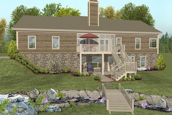 Country, Craftsman, Rear Elevation,