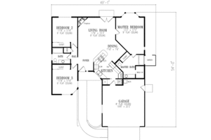 Floor Plan - Main Floor for Adobe / Southwestern House Plan #1-250 - 3 bed, 2 bath