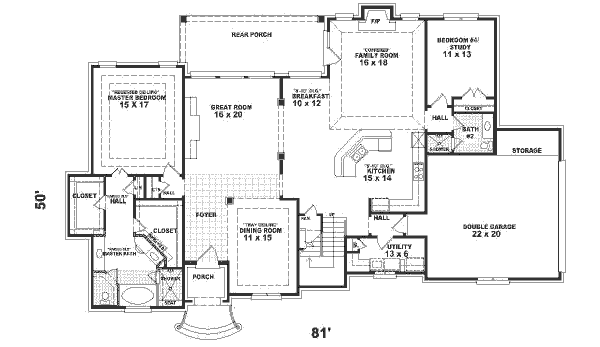 Traditional Floor Plan - Main Floor Plan #81-365