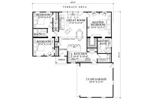Floor Plan - Main Floor for Ranch House Plan #137-269 - 3 bed, 2 bath