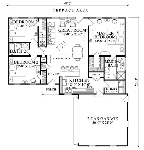 Home Plan - Ranch Floor Plan - Main Floor Plan #137-269