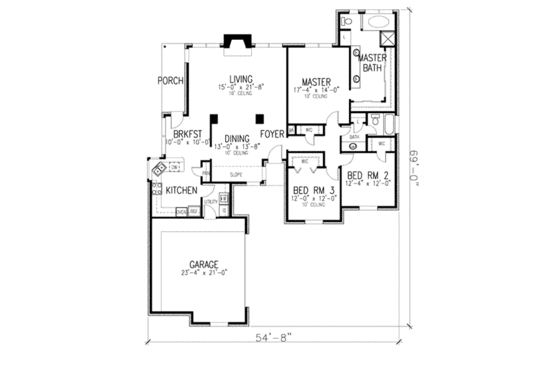 Floor Plan - Main Floor for European House Plan #410-303 - 3 bed, 2 bath