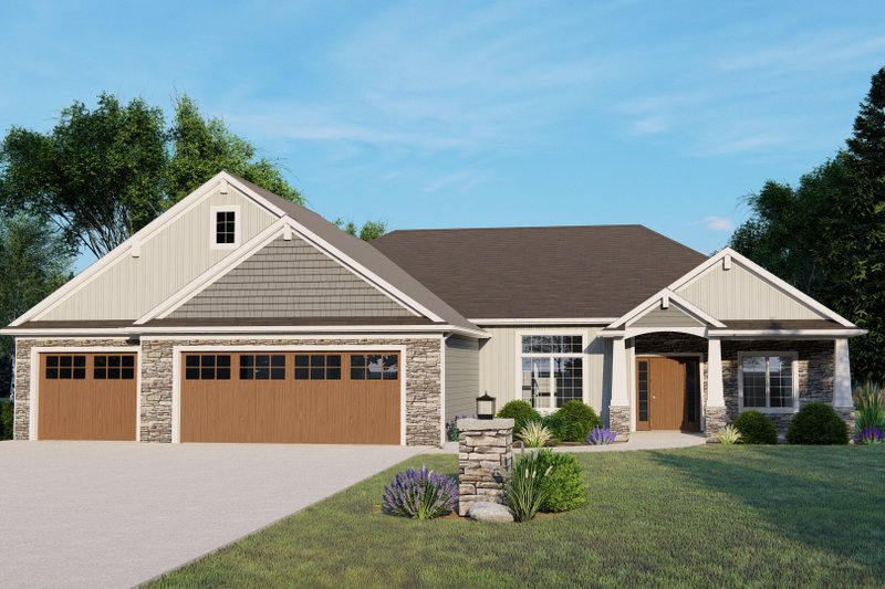House Blueprint - Ranch Exterior - Front Elevation Plan #1064-352