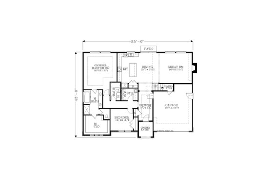 Floor Plan - Main Floor for European House Plan #53-622 - 3 bed, 3 bath