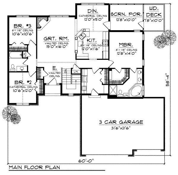 Home Plan - Traditional Floor Plan - Main Floor Plan #70-687
