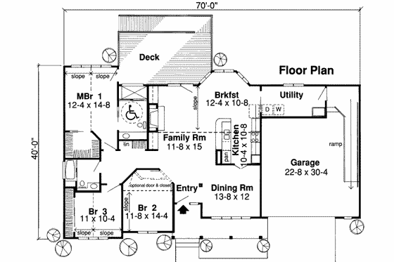 Floor Plan - Main Floor for Traditional House Plan #312-333 - 3 bed, 2 bath