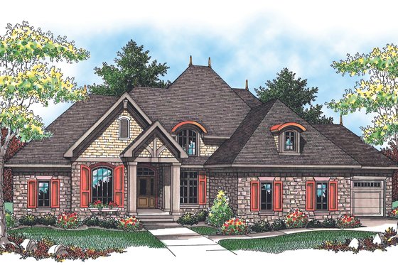 Exterior - Front Elevation for European House Plan #70-960 - 4 bed, 3.5 bath