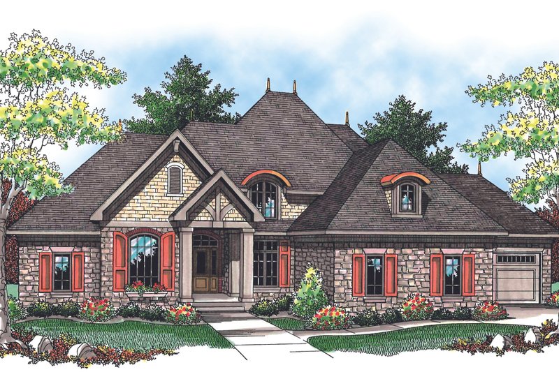 Home Plan - Exterior - Front Elevation for European House Plan #70-960 - 4 bed, 3.5 bath