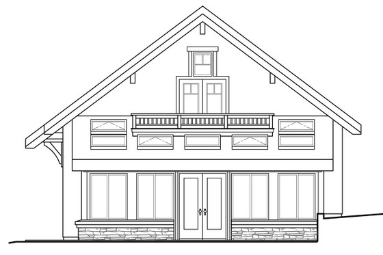 Exterior - Rear Elevation for European House Plan #124-947, 0.5 bath