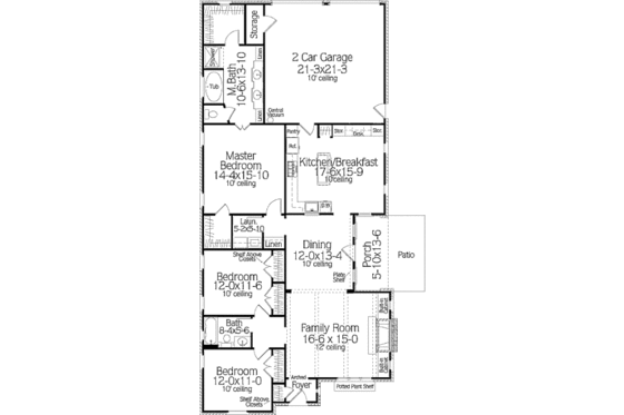 Floor Plan - Main Floor for European House Plan #406-9615 - 3 bed, 2 bath