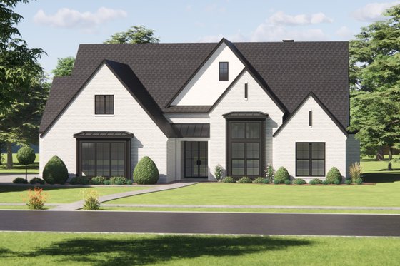 Exterior - Front Elevation 3 for European House Plan #1096-54 - 4 bed, 3.5 bath