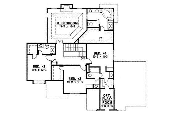 Floor Plan - Upper Floor for Traditional House Plan #67-858 - 4 bed, 3 bath
