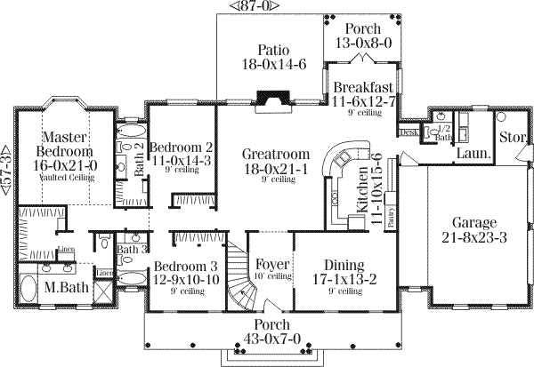 Southern Floor Plan - Main Floor Plan #406-106
