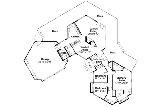 Floor Plan - Main Floor House Plan #124-107 - 3 bed, 2.5 bath